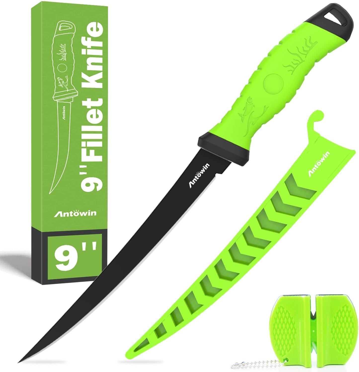 3-in-1 7" Fillet Knife for Fish, Razor Sharp German G4113 Pro Stainless Steel Blade, Fishing Filet Knives Saltwater with SharkGrip Ergonomic Handle, Cuchillo Includes Sheath & XL Sharpener