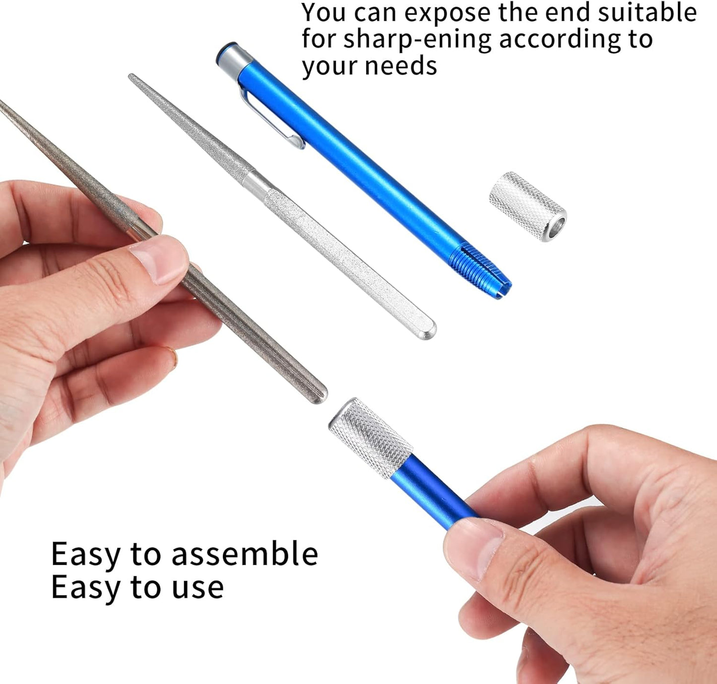 Serrated Knife Sharpener, Pocket Knife Sharpener with Retractable Diamond Sharpening Rod, Knife Sharpening Steel Rod Tool for Kitchen Outdoor Repairs Polishes Restores Serrated Stick Tools