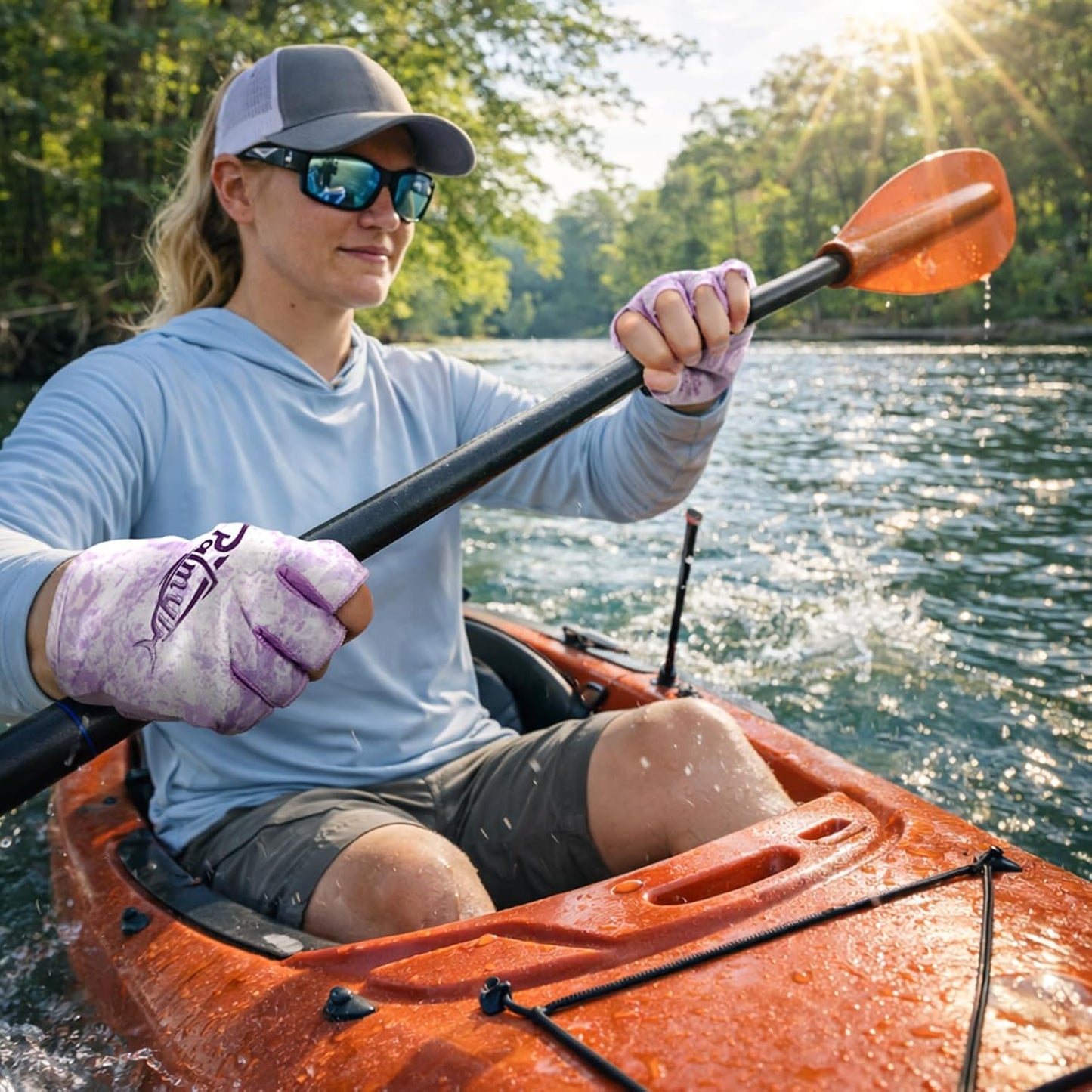 Stubby UV Fishing Gloves Sun Protection Fingerless Glove Men Women UPF 50+ SPF for Kayaking, Paddling, Canoeing, Rowing, Driving | Half-Finger Design, Upf 50+ Protection, Quick-Dry Stretch Fabric, Reinforced Palm Grip, Pull Tabs, Fishing And Paddling
