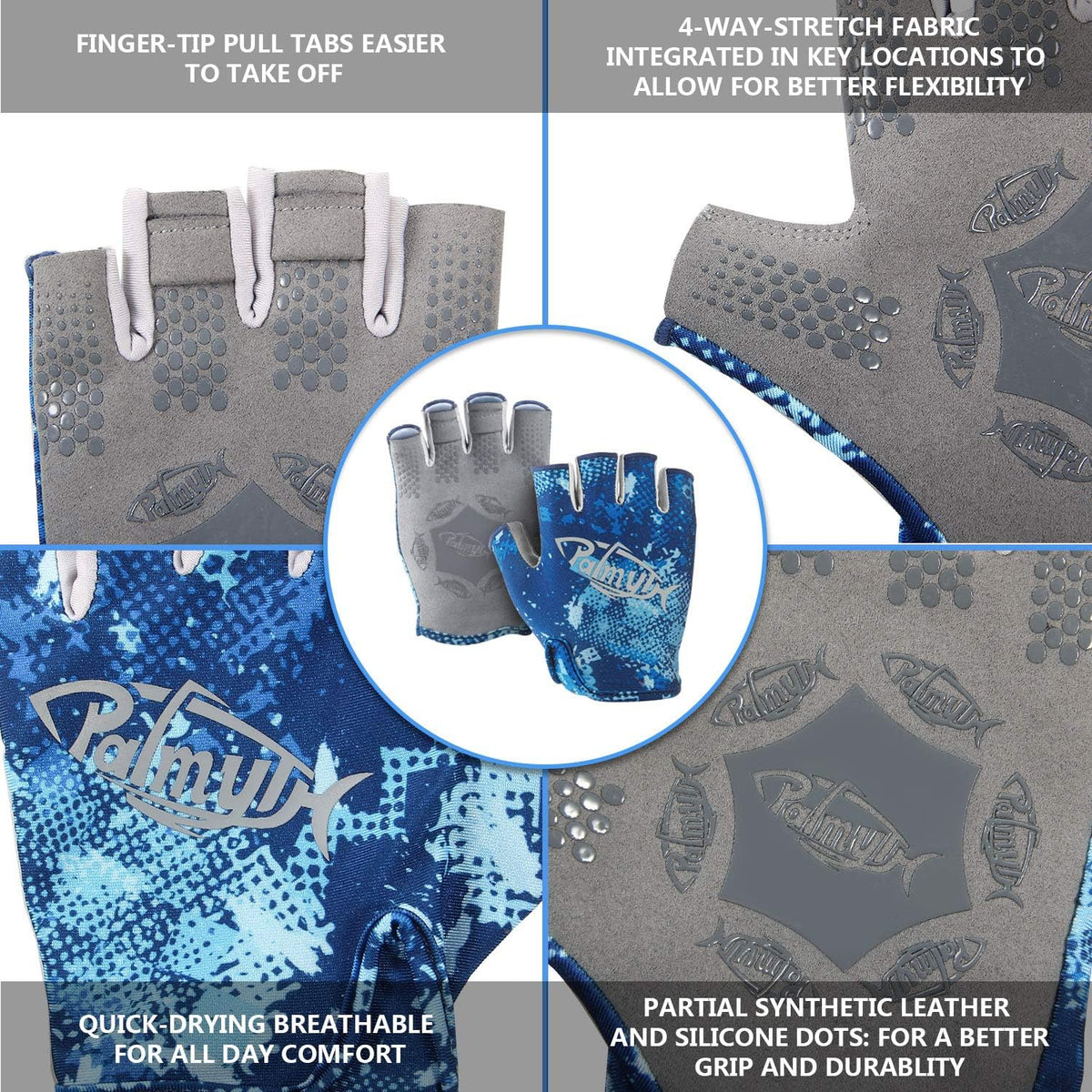 Stubby UV Fishing Gloves Sun Protection Fingerless Glove Men Women UPF 50+ SPF for Kayaking, Paddling, Canoeing, Rowing, Driving | Half-Finger Design, Upf 50+ Protection, Quick-Dry Stretch Fabric, Reinforced Palm Grip, Pull Tabs, Fishing And Paddling