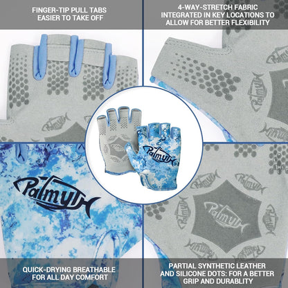 Stubby UV Fishing Gloves Sun Protection Fingerless Glove Men Women UPF 50+ SPF for Kayaking, Paddling, Canoeing, Rowing, Driving | Half-Finger Design, Upf 50+ Protection, Quick-Dry Stretch Fabric, Reinforced Palm Grip, Pull Tabs, Fishing And Paddling