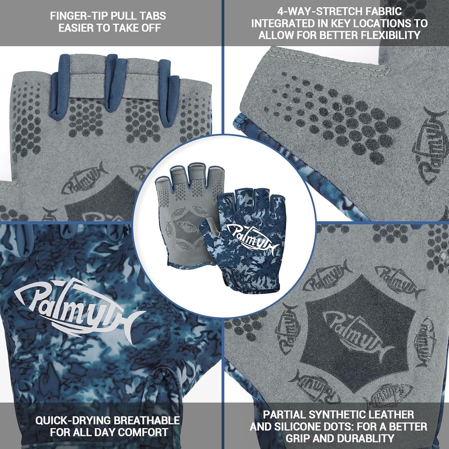 Stubby UV Fishing Gloves Sun Protection Fingerless Glove Men Women UPF 50+ SPF for Kayaking, Paddling, Canoeing, Rowing, Driving | Half-Finger Design, Upf 50+ Protection, Quick-Dry Stretch Fabric, Reinforced Palm Grip, Pull Tabs, Fishing And Paddling