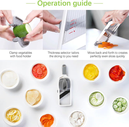 Multi Handheld Mandoline Slicer - Adjustable Stainless Steel Blade
