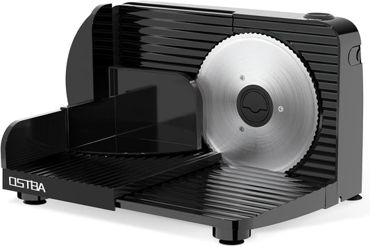 Foldable Electric Food Slicer, Adjustable Thickness 0–15mm, 6.7” Stainless Steel Blade, 150W Motor, Portable & Easy-to-Clean, Meat, Cheese, Bread, and Vegetable Slicer for Home Kitchen, Black