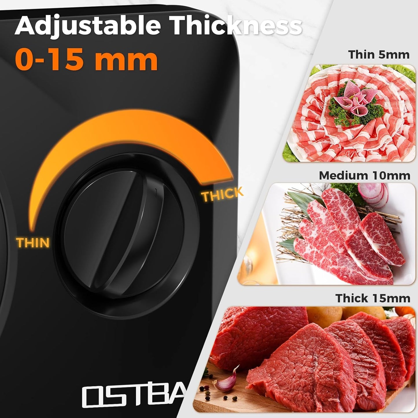 Foldable Electric Food Slicer, Adjustable Thickness 0–15mm, 6.7” Stainless Steel Blade, 150W Motor, Portable & Easy-to-Clean, Meat, Cheese, Bread, and Vegetable Slicer for Home Kitchen, Black