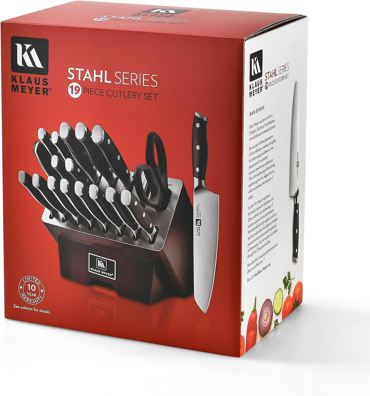 Stahl 19-Piece German Steel Kitchen Knife Block Set (Black) | Premium Knife Set, Long-Lasting Sharpness, Versatile Knife Choices, Space-Saving Block, Ideal For Food Prep & Large Gathering