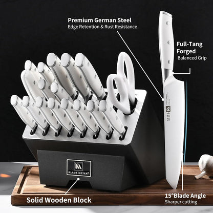 Stahl 19-Piece German Steel Kitchen Knife Block Set (Black) | Premium Knife Set, Long-Lasting Sharpness, Versatile Knife Choices, Space-Saving Block, Ideal For Food Prep & Large Gathering