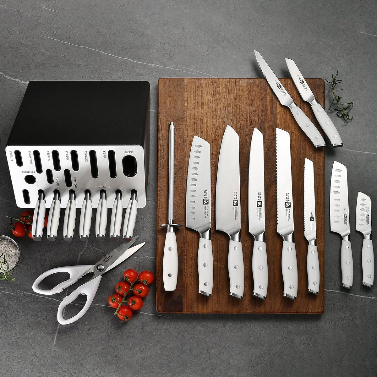Stahl 19-Piece German Steel Kitchen Knife Block Set (Black) | Premium Knife Set, Long-Lasting Sharpness, Versatile Knife Choices, Space-Saving Block, Ideal For Food Prep & Large Gathering