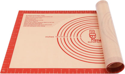 Non-slip Silicone Pastry Mat Extra Large with Measurements 28''By 20'' for Silicone Baking Mat, Counter, Dough Rolling, Oven Liner,Fondant/Pie Crust Red