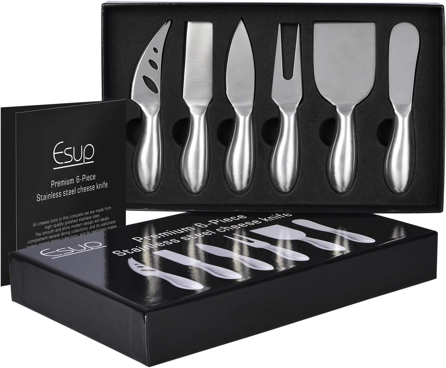 Cheese Knife Set Premium 6-Piece Stainless Steel Cheese knives Set with Gift Box for Weddings, Housewarming, Anniversaries, Birthday and Christmas
