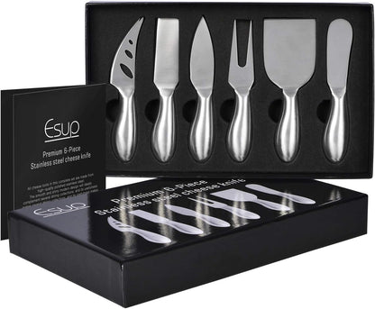 Cheese Knife Set Premium 6-Piece Stainless Steel Cheese knives Set with Gift Box for Weddings, Housewarming, Anniversaries, Birthday and Christmas
