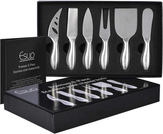 Cheese Knife Set Premium 6-Piece Stainless Steel Cheese knives Set with Gift Box for Weddings, Housewarming, Anniversaries, Birthday and Christmas