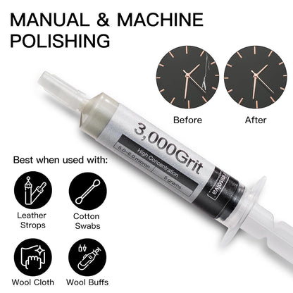 Diamond Paste Polishing and Lapping Compound Kit, 8 Pack, 1,000-80,000 Grit | 50% Concentration of Diamond Powder, 40 G, Stropping Scratch Remover for Glass Watch Crystals Metal Jewelry Resin Knife Rock