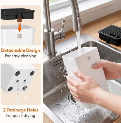 Plastic Knife Block Holder without Knives for 15 Knives, Black | Universal Knife Block holds up to 15 knives, 1 scissors & sharpening rods, Kitchen Counter Organizer with Detachable Slots