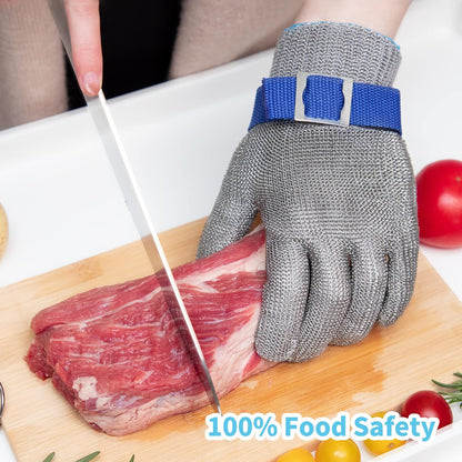 Level 9 Cut Resistant Glove Stainless Steel Wire Metal Mesh Butcher Glove for Meat Cutting Oyster Shucking Chopping and Peeling