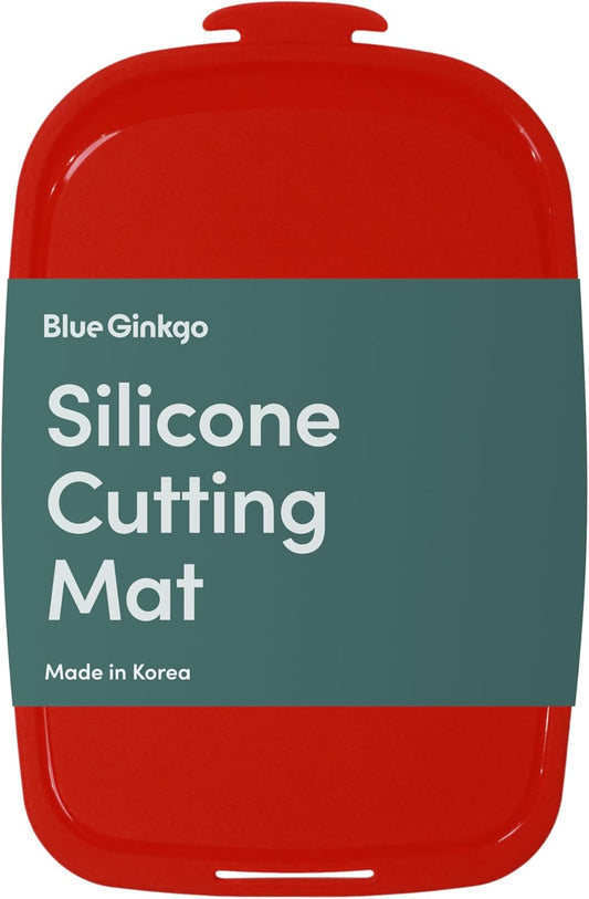Silicone Cutting Board, Medium, Made in Korea, Red | Double-Sided, Flexible and Dishwasher Safe.