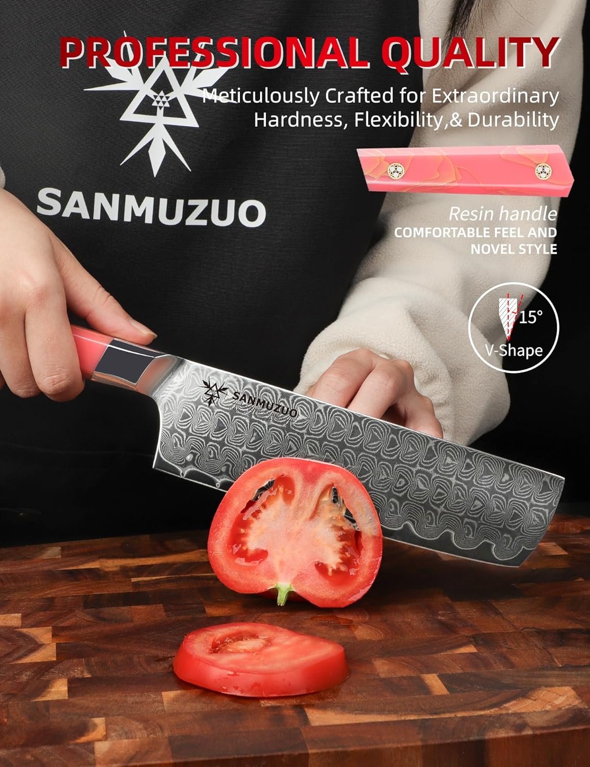 Bird Beak Paring Knife 3.5 Inch, Professional Kitchen Peeling Knife, Ultra Sharp Damascus Powder Steel with Full-tang Resin Handle, SHENG Series