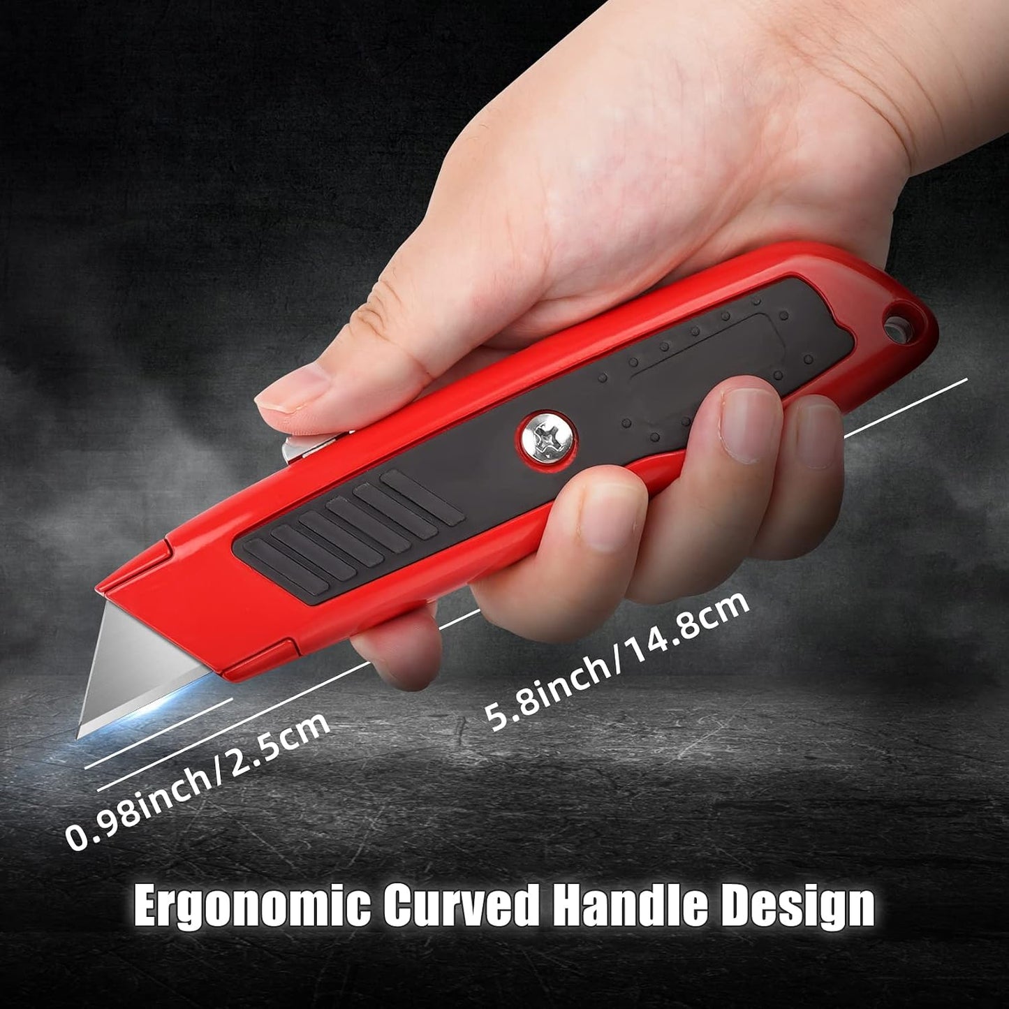 2 Pack Box Cutter Retractable, Heavy-Duty Utility Knife, Metal Body | Ergonomic Handle Box Opener for Cardboard, Leather and Plastic, Pink Box Cutter for Packages, Office, Warehouse and DIY