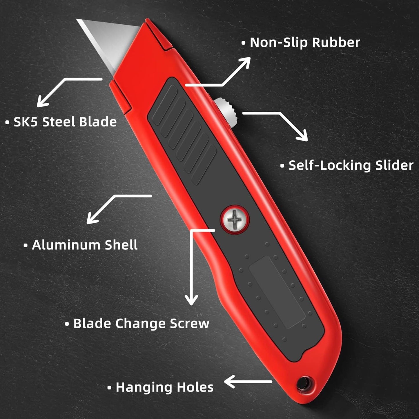 2 Pack Box Cutter Retractable, Heavy-Duty Utility Knife, Metal Body | Ergonomic Handle Box Opener for Cardboard, Leather and Plastic, Pink Box Cutter for Packages, Office, Warehouse and DIY