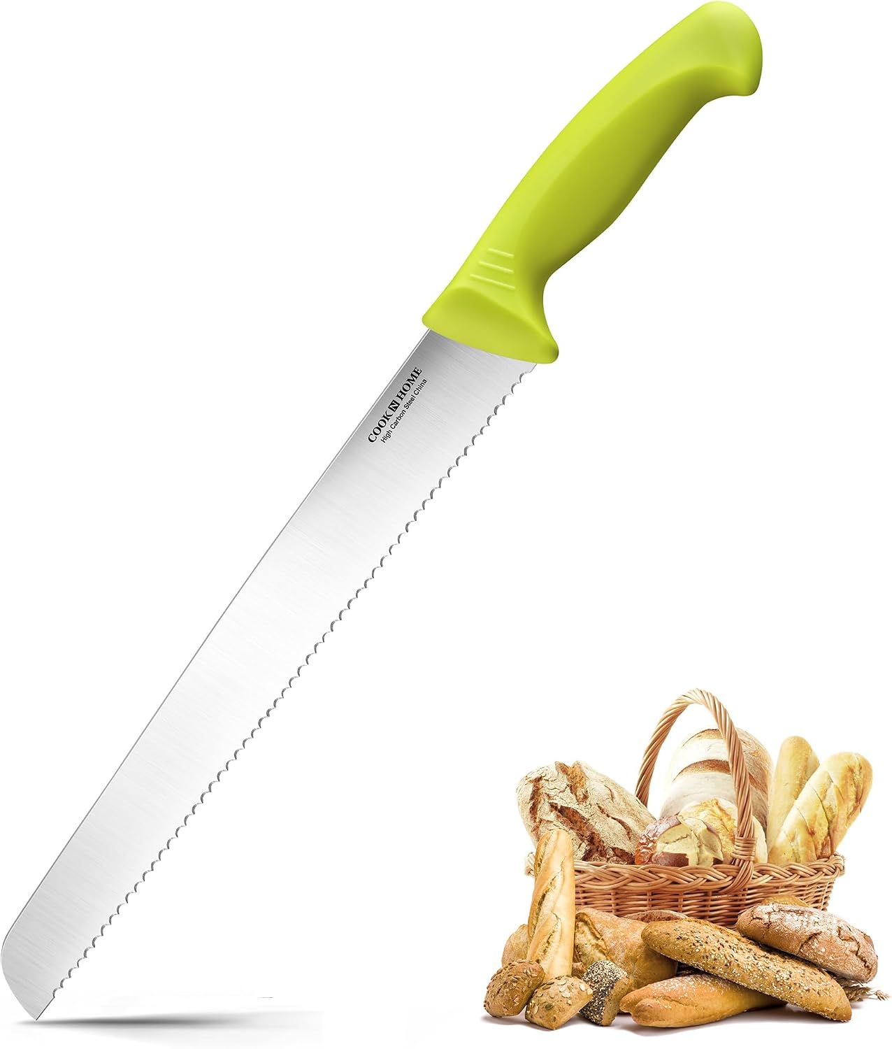 Professional Cutlery 10 Inch Bread Slicer Knife, Wavy Serrated High Carbon German Stainless Steel Sharp Kitchen Knife, Ergonomic Handle, Black