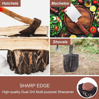 2 Pcs Axe Sharpener Multipurpose Axe Hatchet Sharpening Stone Whetstone Blade and Tool Machete Sharpener Knife set, Dual Grit 180/320 Sharpening with Storage Bag(White-red)