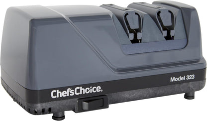 0323000 Commercial Electric Sharpener with Diamond Abrasive Honing for 20 Degree Straight Edge and Serrated Knives, has Precision angle guides, 2 Stage, Gray