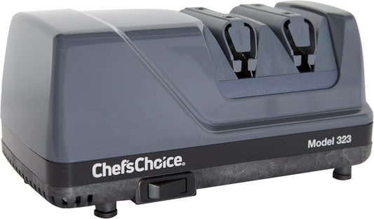 0323000 Commercial Electric Sharpener with Diamond Abrasive Honing for 20 Degree Straight Edge and Serrated Knives, has Precision angle guides, 2 Stage, Gray