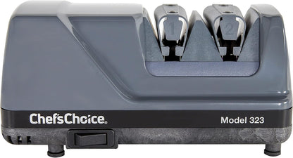 0323000 Commercial Electric Sharpener with Diamond Abrasive Honing for 20 Degree Straight Edge and Serrated Knives, has Precision angle guides, 2 Stage, Gray