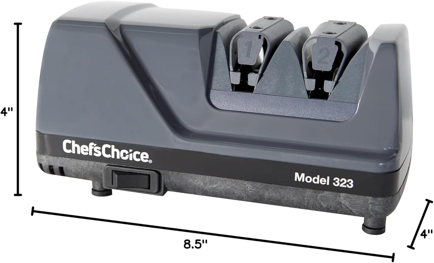 0323000 Commercial Electric Sharpener with Diamond Abrasive Honing for 20 Degree Straight Edge and Serrated Knives, has Precision angle guides, 2 Stage, Gray