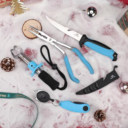 Fishing Tools Kit- Fishing Plier, Fish Lip Gripper, Multifunctional Fishing Hook Remover with Lanyards Sheath, Saltwater Resistant Fishing Accessories & Equipment, Fishing Gifts for Men