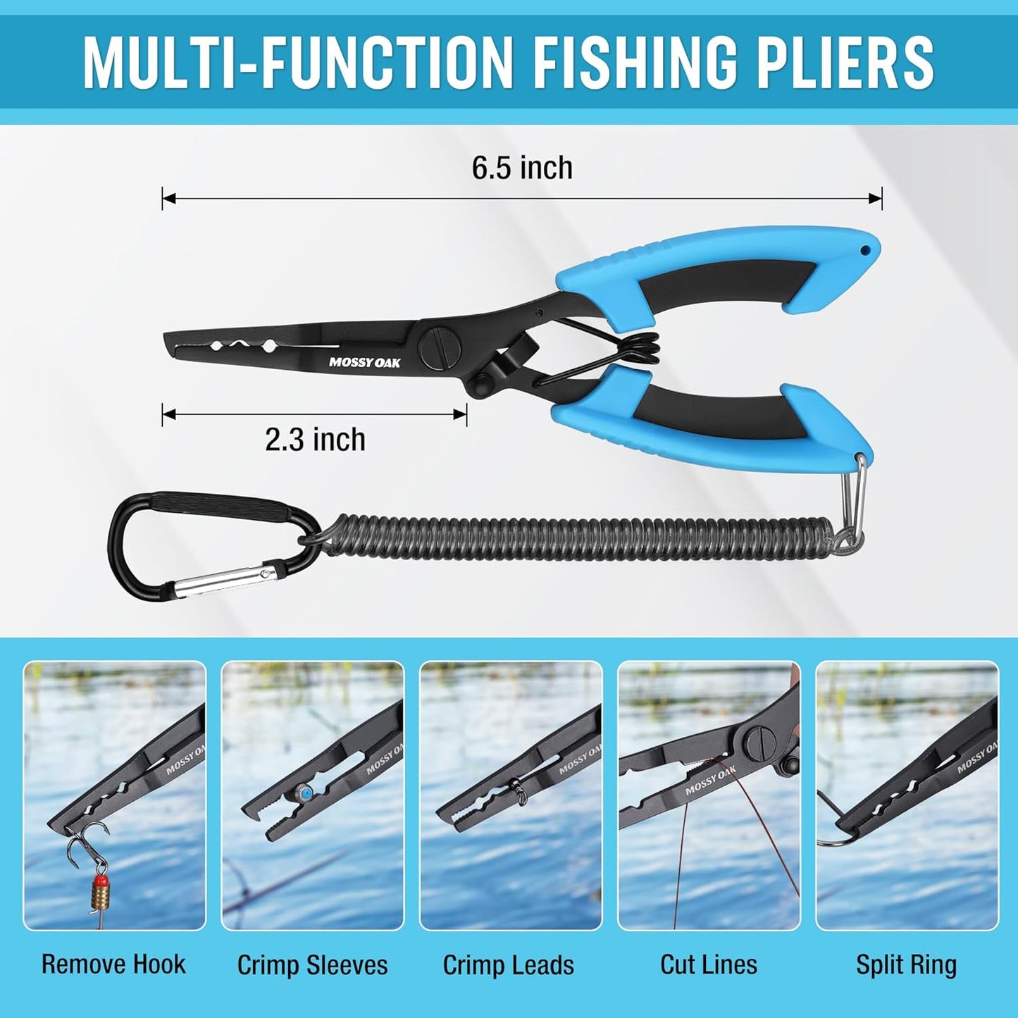 Fishing Tools Kit- Fishing Plier, Fish Lip Gripper, Multifunctional Fishing Hook Remover with Lanyards Sheath, Saltwater Resistant Fishing Accessories & Equipment, Fishing Gifts for Men