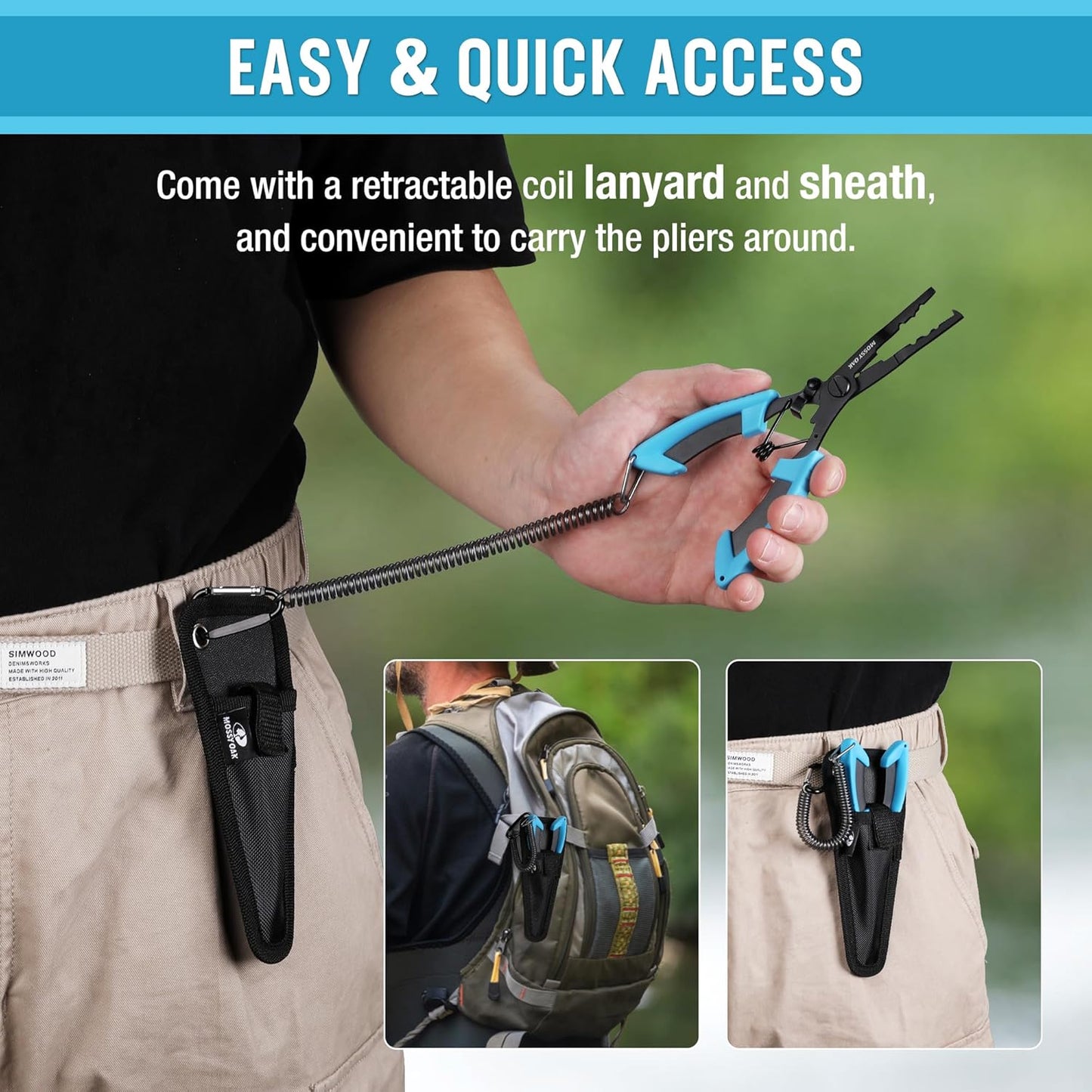 Fishing Tools Kit- Fishing Plier, Fish Lip Gripper, Multifunctional Fishing Hook Remover with Lanyards Sheath, Saltwater Resistant Fishing Accessories & Equipment, Fishing Gifts for Men