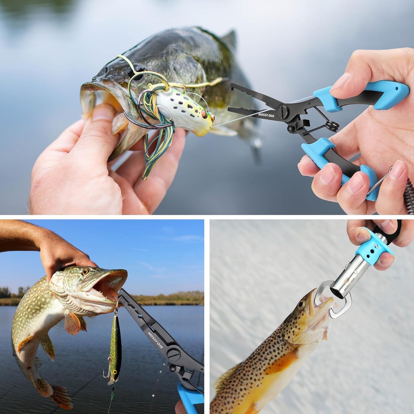 Fishing Tools Kit- Fishing Plier, Fish Lip Gripper, Multifunctional Fishing Hook Remover with Lanyards Sheath, Saltwater Resistant Fishing Accessories & Equipment, Fishing Gifts for Men