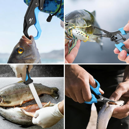 Fishing Tools Kit- Fishing Plier, Fish Lip Gripper, Multifunctional Fishing Hook Remover with Lanyards Sheath, Saltwater Resistant Fishing Accessories & Equipment, Fishing Gifts for Men