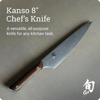 Kanso 8" Chef’s Knife, Handcrafted Japanese Kitchen Knife, AUS10A Stainless Steel Blade, Tagayasan Handle, Gyuto-Style Tool for Professional and Home Chefs | Handcrafted Japanese Kitchen Knife, AUS10A Stainless Steel Blade, Tagayasan Handle