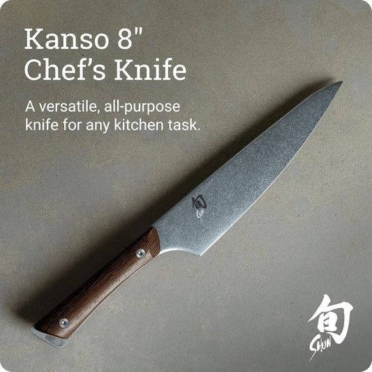 Kanso 8" Chef’s Knife, Handcrafted Japanese Kitchen Knife, AUS10A Stainless Steel Blade, Tagayasan Handle, Gyuto-Style Tool for Professional and Home Chefs | Handcrafted Japanese Kitchen Knife, AUS10A Stainless Steel Blade, Tagayasan Handle
