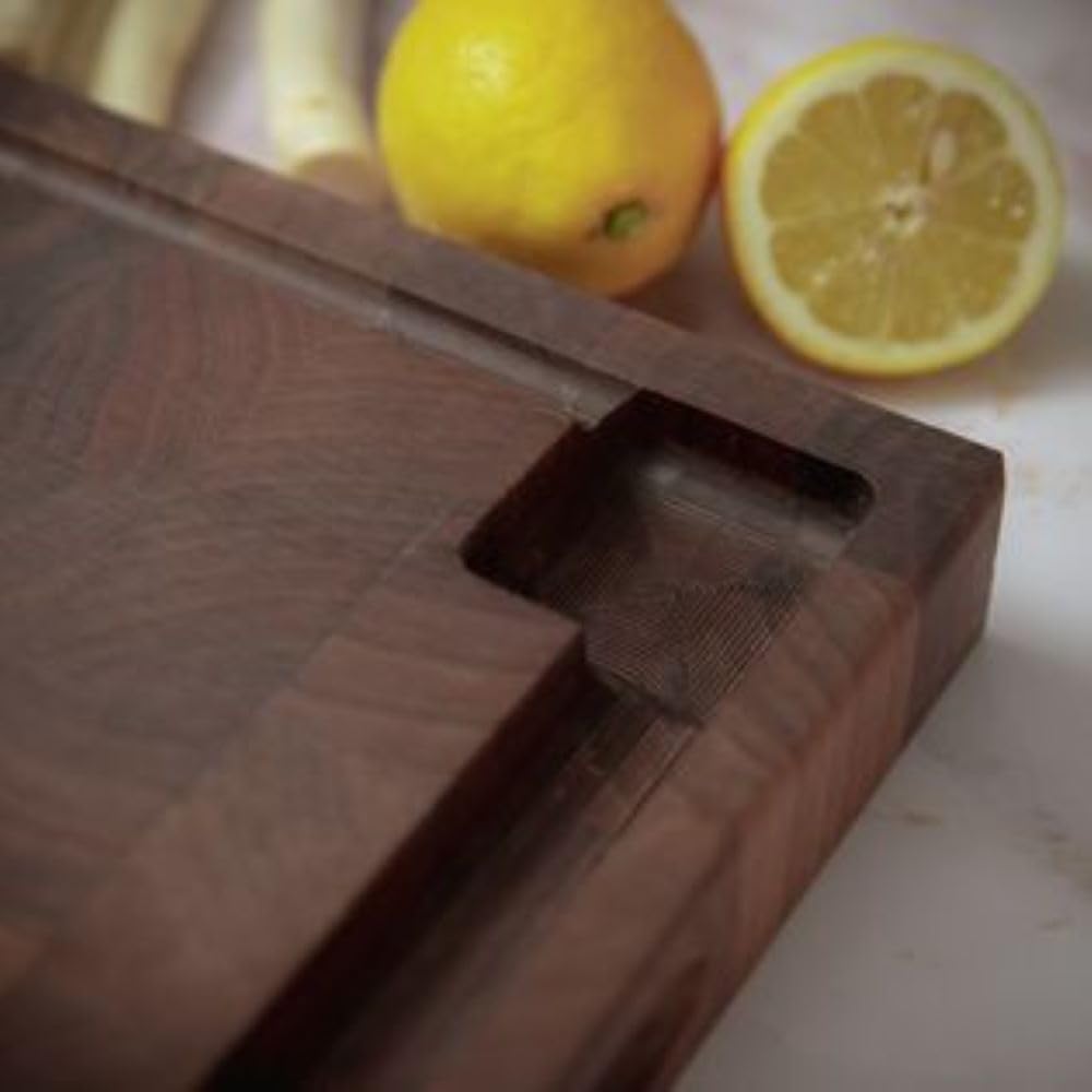 Walnut End Grain Chopping Block Cutting Board With Juice Groove & Integrated Handles 21" x 12" x 1.6" - Wood Cutting Board
