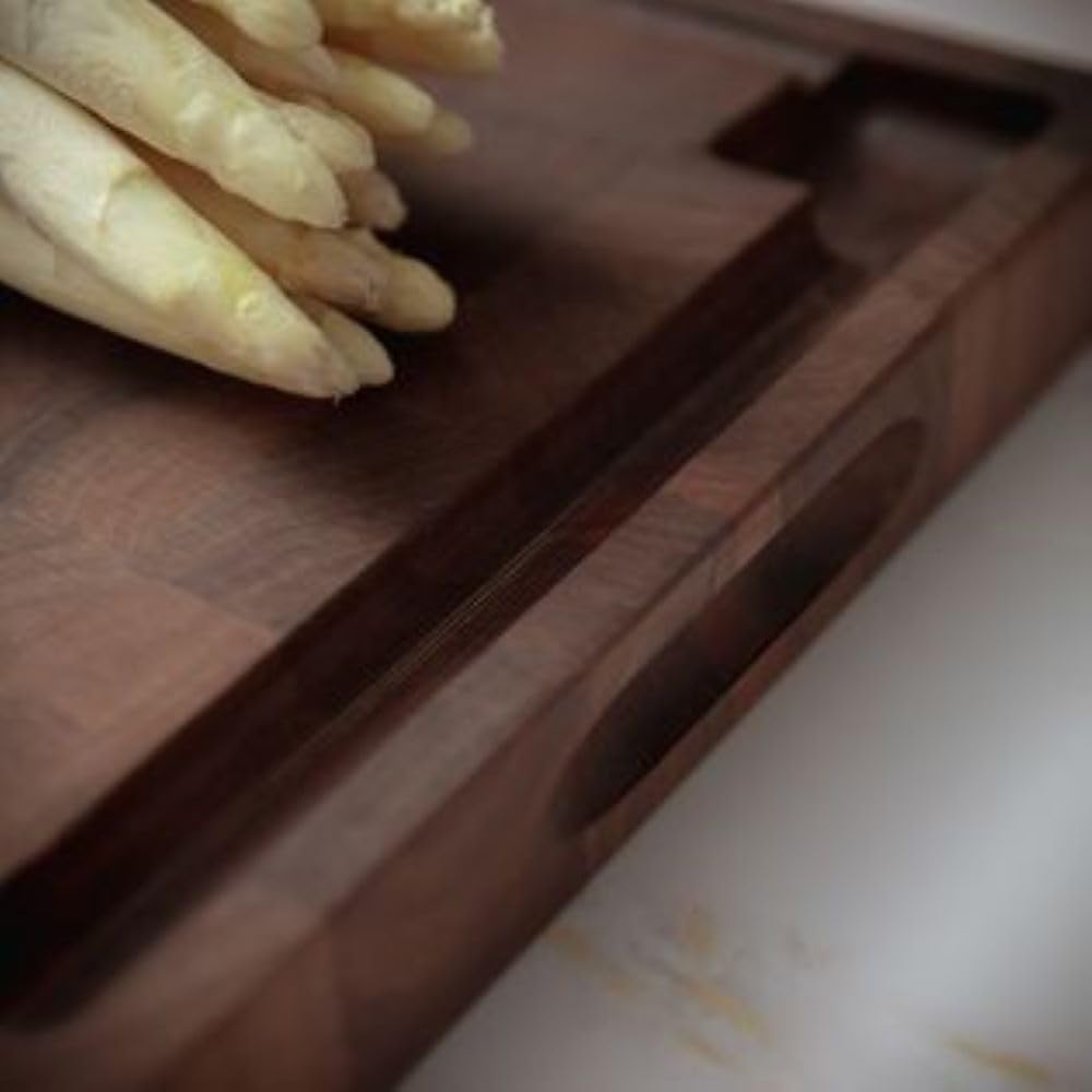 Walnut End Grain Chopping Block Cutting Board With Juice Groove & Integrated Handles 21" x 12" x 1.6" - Wood Cutting Board