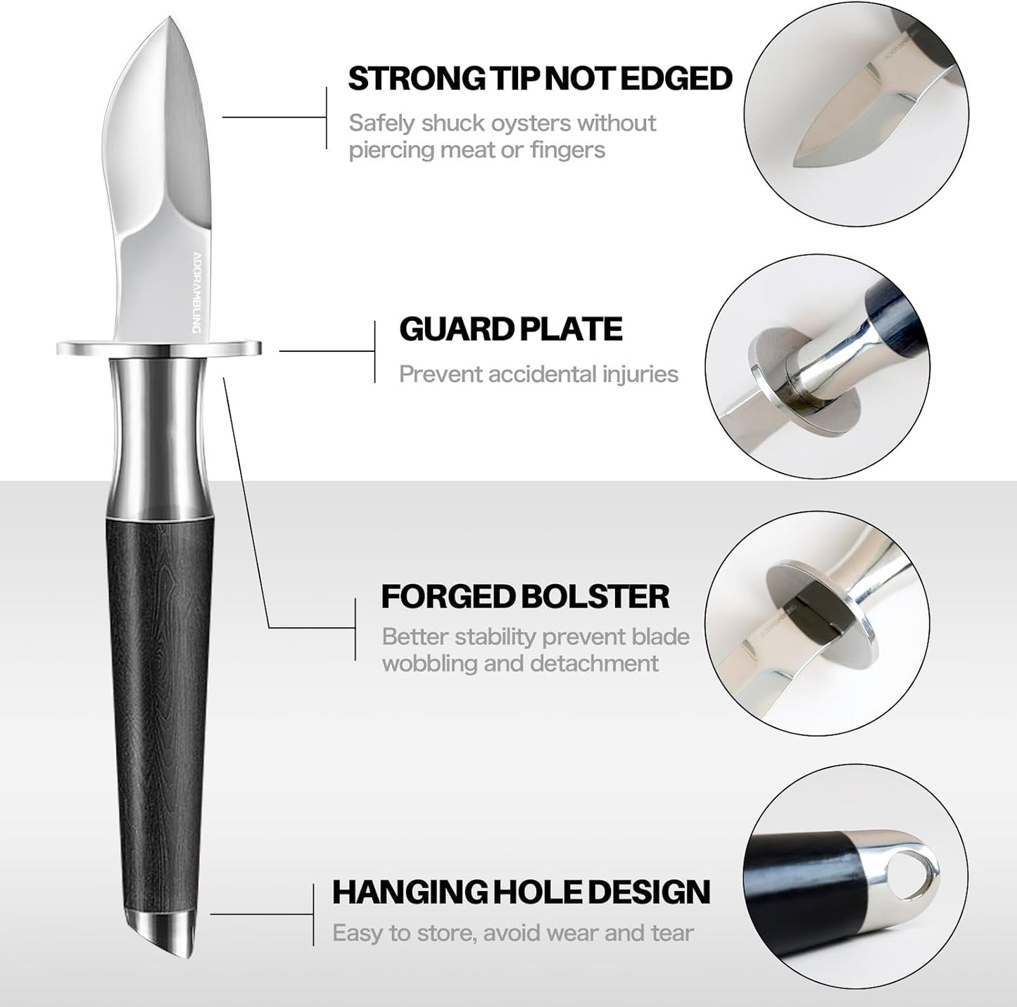Oyster Shucking Knife+A9 Cut-Resistant Glove with Gift Box,Stainless Steel Oyster Knife and Oyster Shucking Gloves Kit,Heavy Duty Oyster Opener Tool, Oyster Shucker Tool for Chef