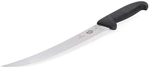 Victorinox Fibrox 8-Inch Curved Breaking Knife, Black - Swiss Made Butcher Knife, High Carbon Stainless Steel, Non-Slip Fibrox Pro Handle