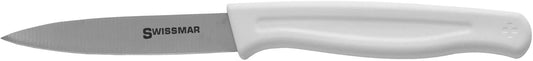 Swissmar Paring Knife – 3.5" German Stainless Steel Blade – Seamless One-Piece Tang with White Polypropylene Handle – Swiss Made Precision – Safety Sleeve Included – Lightweight Kitchen Knife