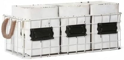 NIKKY HOME Farmhouse 3 Compartment Galvanized Flatware Cutlery Caddy Countertop Silverware Holder for Spoons, Knives, Forks - Silver