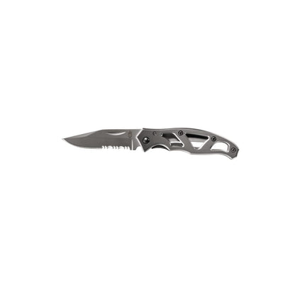 Gerber Gear Paraframe I EDC Folding Pocket Knife, 3" Serrated Edge with Safety Frame Lock, Stainless Steel, Grey