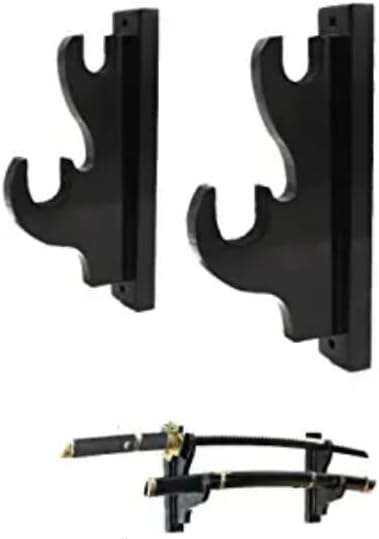 Sword Wall Mount,1-Pair Upscale Hook Sword Stand,Sword Hook,Solid Wood Two-Layer Wall Mounted Samurai Sword Hanger Display Holder,for Katana Wakizashi Tanto Sword Weapon Rack (black)