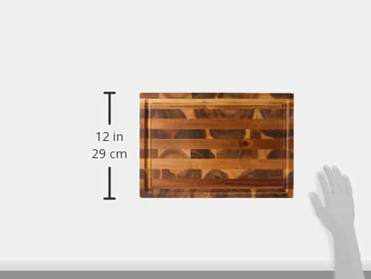Brown Extra Large Organic End-Grain Hardwood Acacia Cutting Board with Juice groove | Butcher Block | Kitchen Chopping Board | Carving Board - 16" x 11" x 1.25"