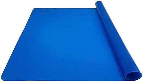 LONGFITE Large Silicone Counter Mat 19.68x15.74 inch Multipurpose Table Placemat Countertop Protector Baking Pastry Mat Nonstick, Nonskid and Heat Resistent (Large, Blue)