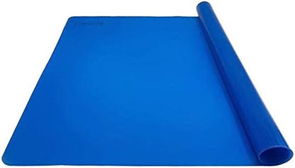 LONGFITE Large Silicone Counter Mat 19.68x15.74 inch Multipurpose Table Placemat Countertop Protector Baking Pastry Mat Nonstick, Nonskid and Heat Resistent (Large, Blue)