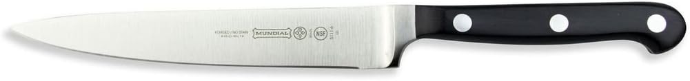 Mundial 5100 Series 6-inch Utility Knife with a straight edge, forged blade, stainless steel design, and comfortable handle