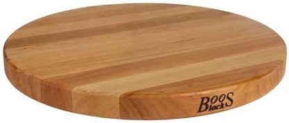 John Boos R-Board Series Round Wooden Cherry Cutting Board 18”x18” – 1.5” Thick, 10.5-lb Reversible Butcher Block with Edge-Grain – Made in the USA