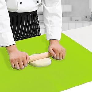 Extra Large Dark Green Countertop Mat - Silicone Table Kitchen Desk Mat - Non-Slip & Heat Resistant - Dinner Placemat Pastry Dough Rolling Mat - Colors B